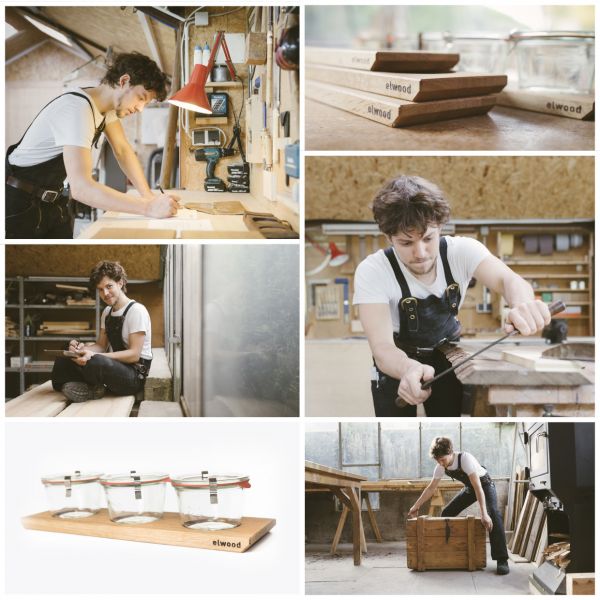 Multipicture von einem Handwerker bei der Arbeit im Reportagestil