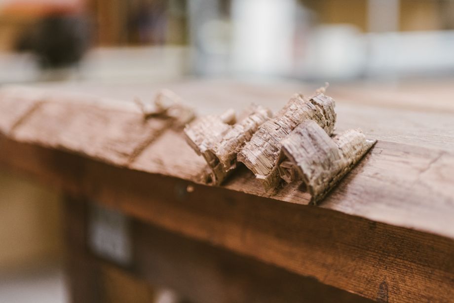 Dteailaufnahme eines Holzspans